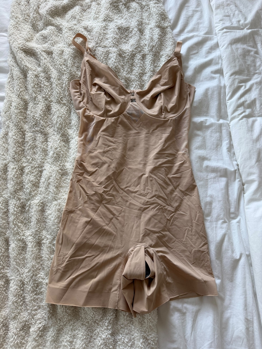 Seamless Bodysuit Women's Large Nude Open Gusset Shaping Underwear Firm Control